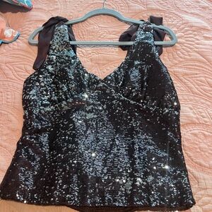 Elegant Black Sequin Camisole Top